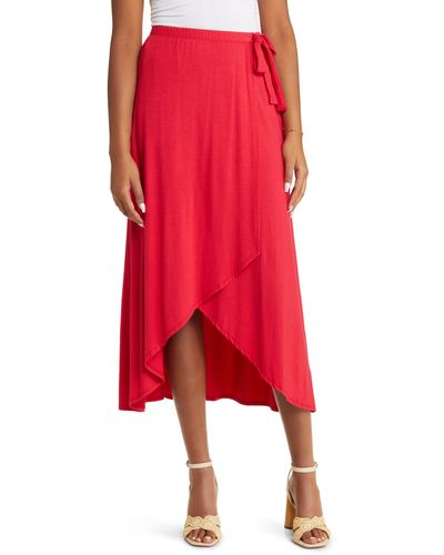 Loveappella Faux Wrap Skirt - Red