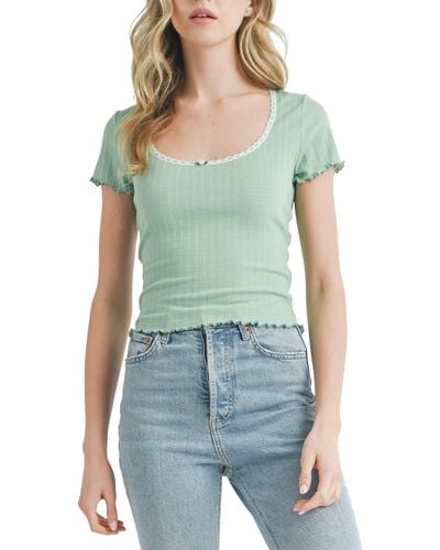 All In Favor Lettuce Edge Crop T-shirt In At Nordstrom, Size X-small - Green