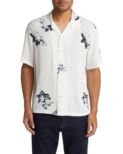 Rag & Bone Avery Notched Collar Short Sleeve Button-up Shirt - White
