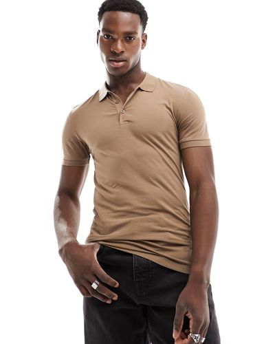ASOS Muscle Fit Polo - Brown