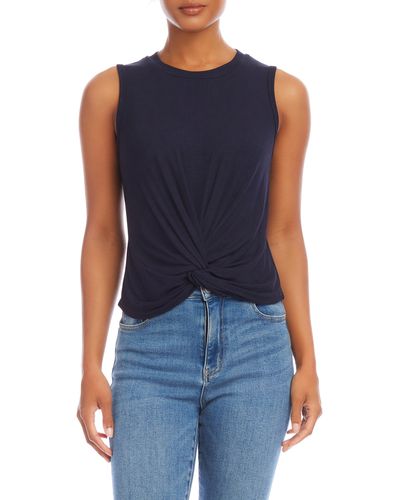 Fifteen Twenty Twist Front Rib Crop Tank - Blue