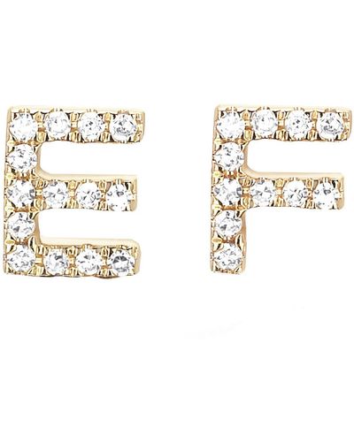 EF Collection Diamond Initial Stud Earring - Multicolor