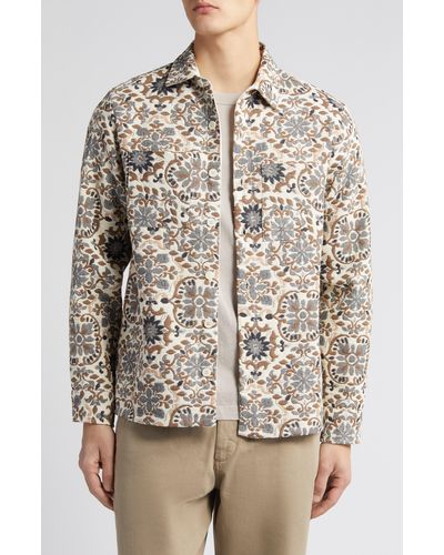 Wax London Whiting Embroidered Mosaic Cotton Blend Shirt Jacket - White