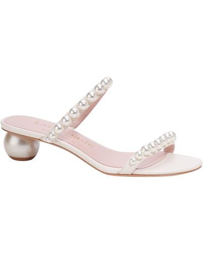 Kate Spade Palm Springs Pearls Kitten Heel Sandal - White