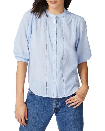 Court & Rowe Clip Dot Short Sleeve Cotton Shirt - Blue