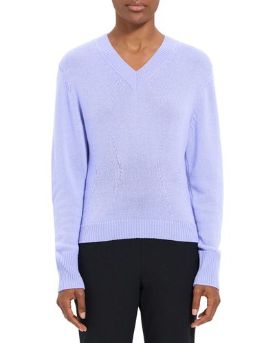 Theory Curvy Fit Cashmere Sweater - Blue