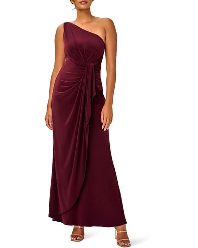 Adrianna Papell One-shoulder Jersey Gown - Red