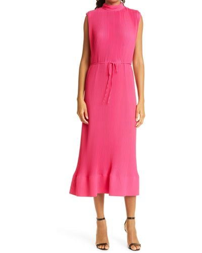 MILLY Milina Micropleat Sleeveless Dress - Pink