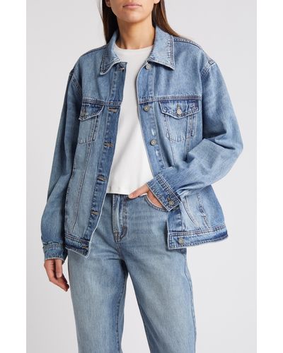 Hidden Jeans Clean Distressed Oversize Denim Jacket - Blue