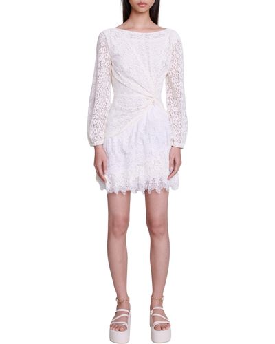 Maje Rilace Lace Long Sleeve Minidress - White