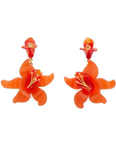 Kate Spade Brighten Up Flower & Cubic Zirconia Statement Drop Earrings - Orange