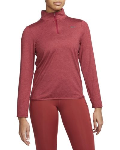 Nike Dri-fit Swift Element Uv Quarter Zip Running Pullover - Red