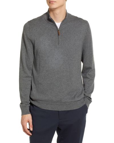 Nordstrom Half Zip Cotton & Cashmere Pullover Sweater - Gray