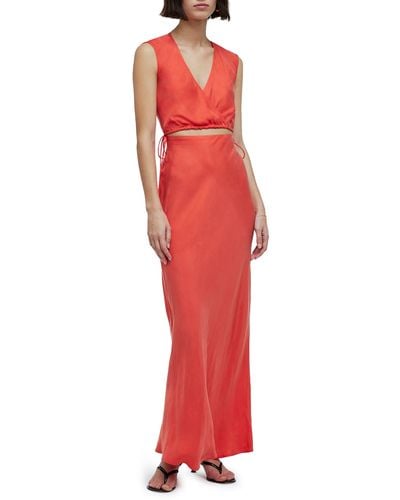 Madewell Modular Sleeveless Cupro Blend Maxi Dress - Red