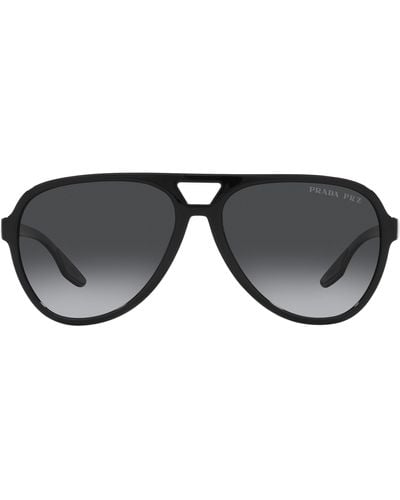 Prada 59mm Gradient Polarized Pilot Sunglasses - Black