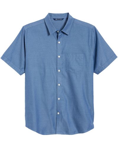 Cutter & Buck Windward Short Sleeve Twill Button-up Shirt - Blue