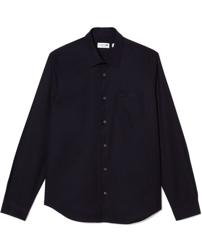 Lacoste Regular Fit Solid Poplin Button-up Shirt - Blue