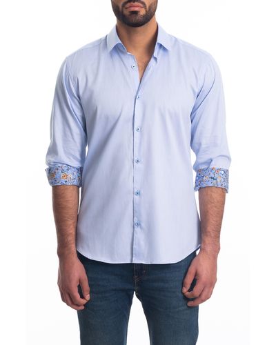 Jared Lang Trim Fit Cotton Button-up Shirt - Blue