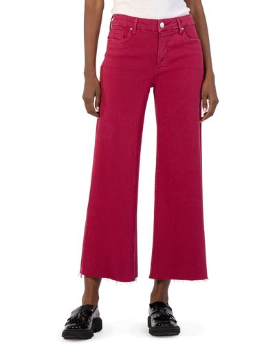 Kut From The Kloth Meg Fab Ab Raw Hem High Waist Ankle Wide Leg Jeans - Red