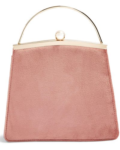 TOPSHOP Garland Velvet Frame Bag - Pink