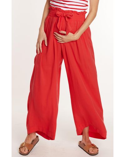 Cache Coeur Sahel Smocked Twill Maternity Pants - Red