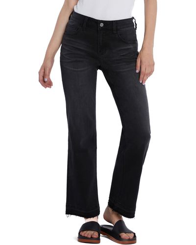 HINT OF BLU Ruby Release Hem Relaxed Straight Leg Jeans - Black