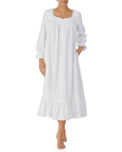 Eileen West Long Sleeve Cotton Ballet Nightgown - White