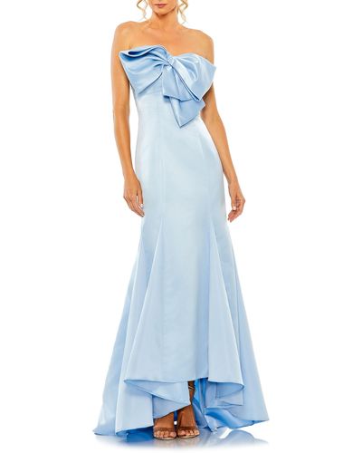 Mac Duggal Strapless Satin Mermaid Gown - Blue