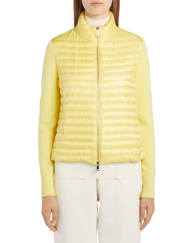 Moncler Quilted Down & Knit Cardigan - Yellow