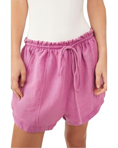 Free People Mirella Linen & Cotton Drawstring Shorts - Pink