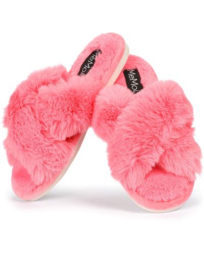 Memoi Beverly Faux Fur Memory Foam Slipper - Pink