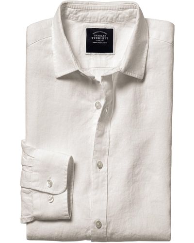 Charles Tyrwhitt Slim Fit Linen Dress Shirt - White