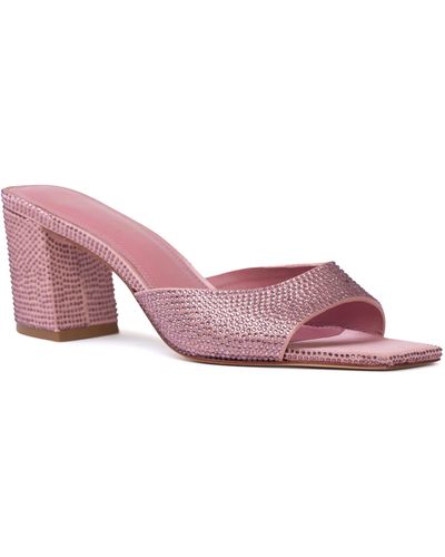Black Suede Studio Dia Crystal Embellished Slide Sandal - Pink