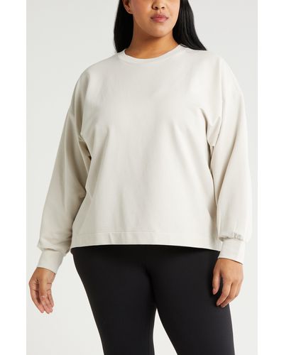 Zella Swoop Stretch Cotton Sweatshirt - White