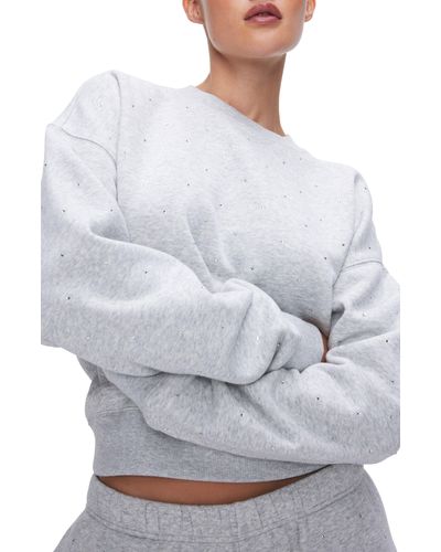 GOOD AMERICAN Crystal Embellished Sweatshirt - Gray