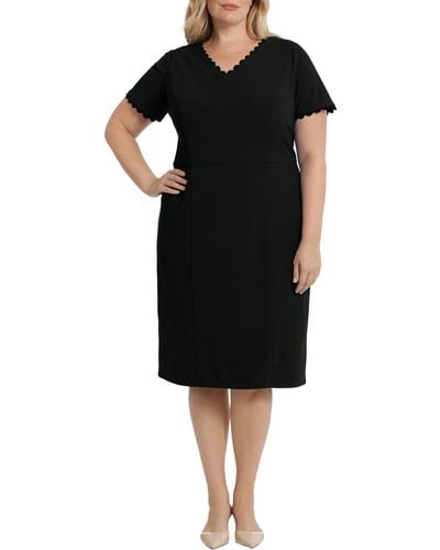 Maggy London Short Sleeve Midi Sheath Dress - Black