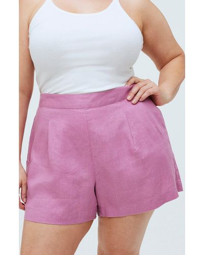 Madewell Pull-on Linen Shorts - Pink