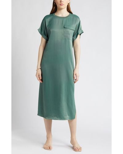 Nordstrom Satin T-shirt Dress - Green
