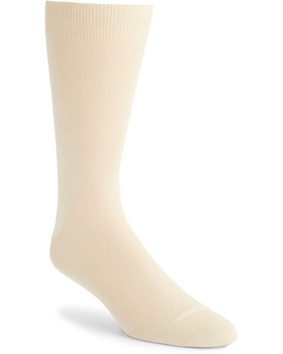 Canali Solid Cotton Dress Socks - White