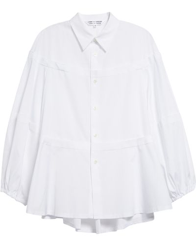 Comme des Garçons Peplum Cotton Broadcloth Button-up Shirt - White