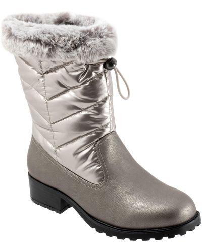 Trotters Bryce Faux Fur Trim Winter Boot - Gray