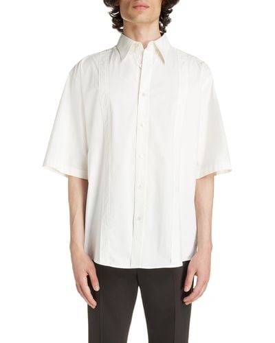 Acne Studios Oversize Short Sleeve Stretch Cotton Button-up Shirt - White