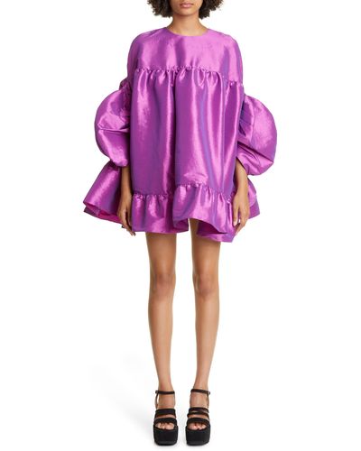 Kika Vargas Gina Silk Blend Taffeta Babydoll Dress - Purple