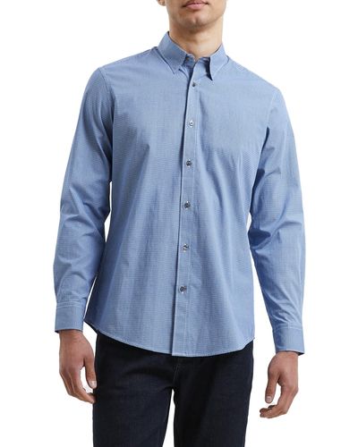 French Connection Premium Floral Button-up Oxford Shirt - Blue