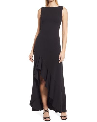 Vince Camuto Ruffe Front Sleeveless Gown - Black