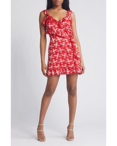 French Connection Elianna Floral Ruffle Dress - Red