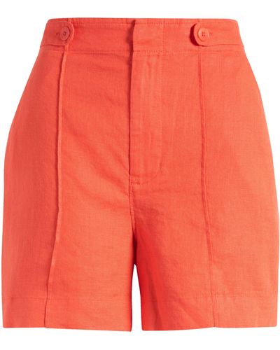 Madewell Clean Button Tab Linen Shorts - Orange