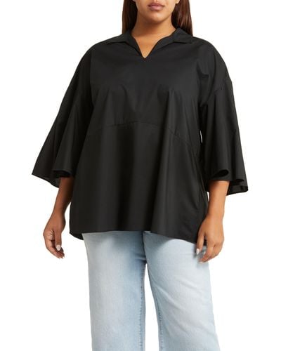 Harshman Maureen Cotton Poplin Tunic Shirt - Black