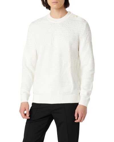 Bugatchi Texture Stitch Sweater - White