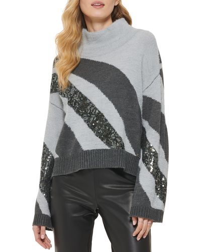 DKNY Oversized Cowl Neck Sweater - Gray